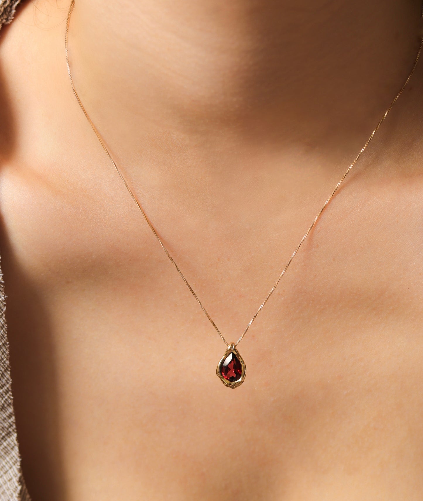 Drop Pendant - Red Garnet