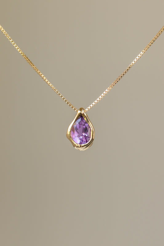 תליון טיפה משובץ אמטיסט