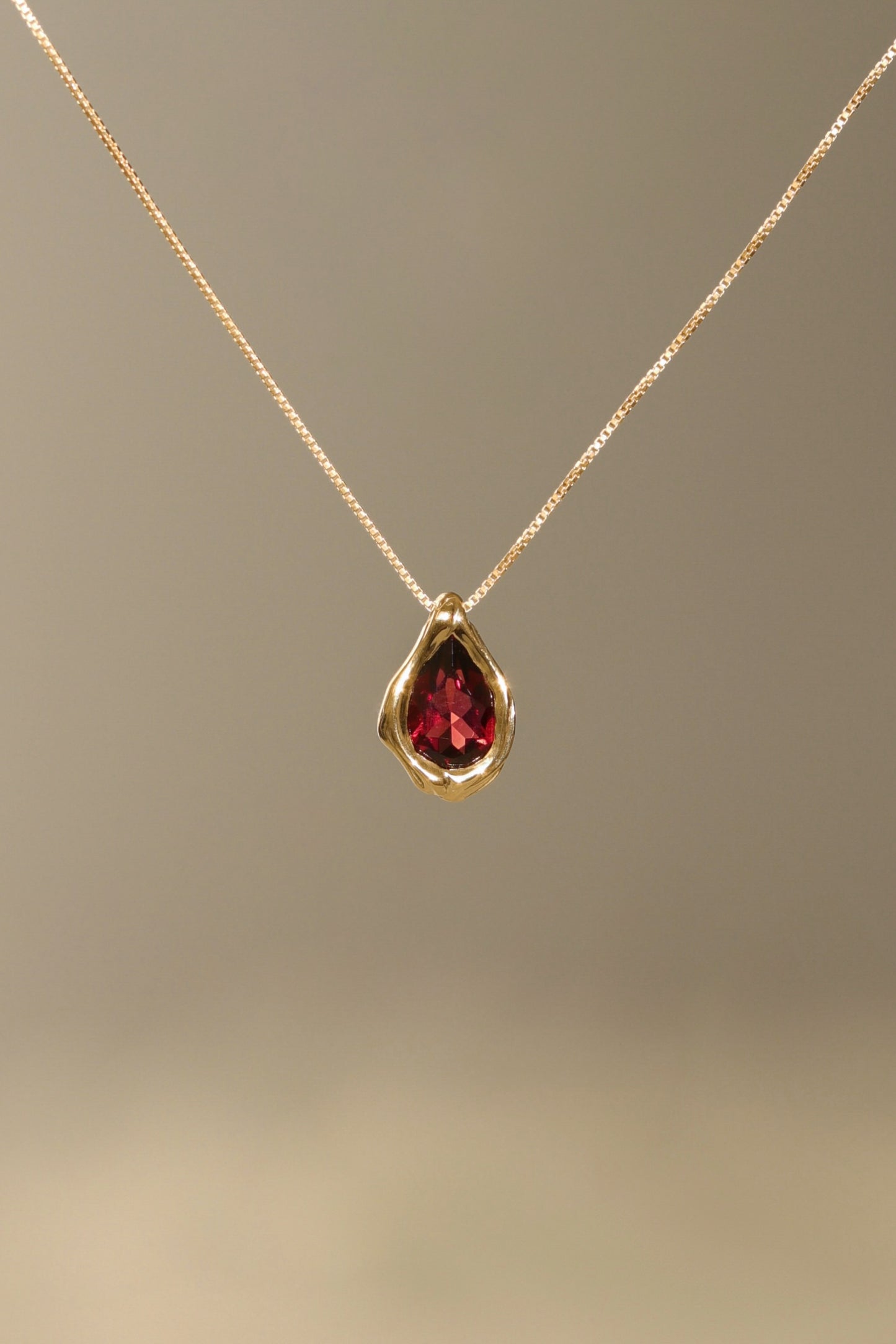 Drop Pendant - Red Garnet