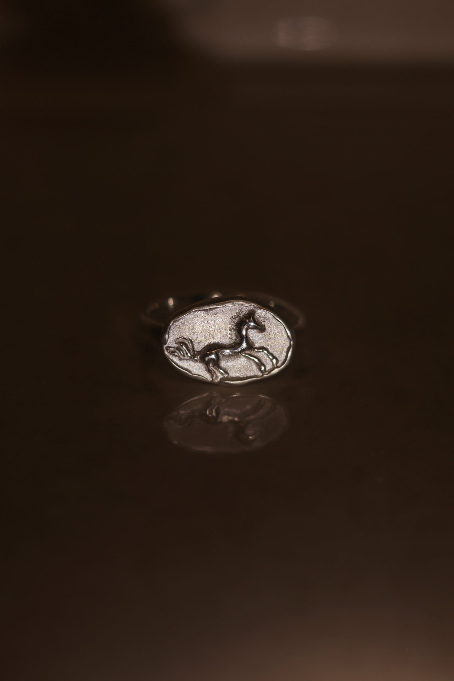 Horse Signet Ring In Silver