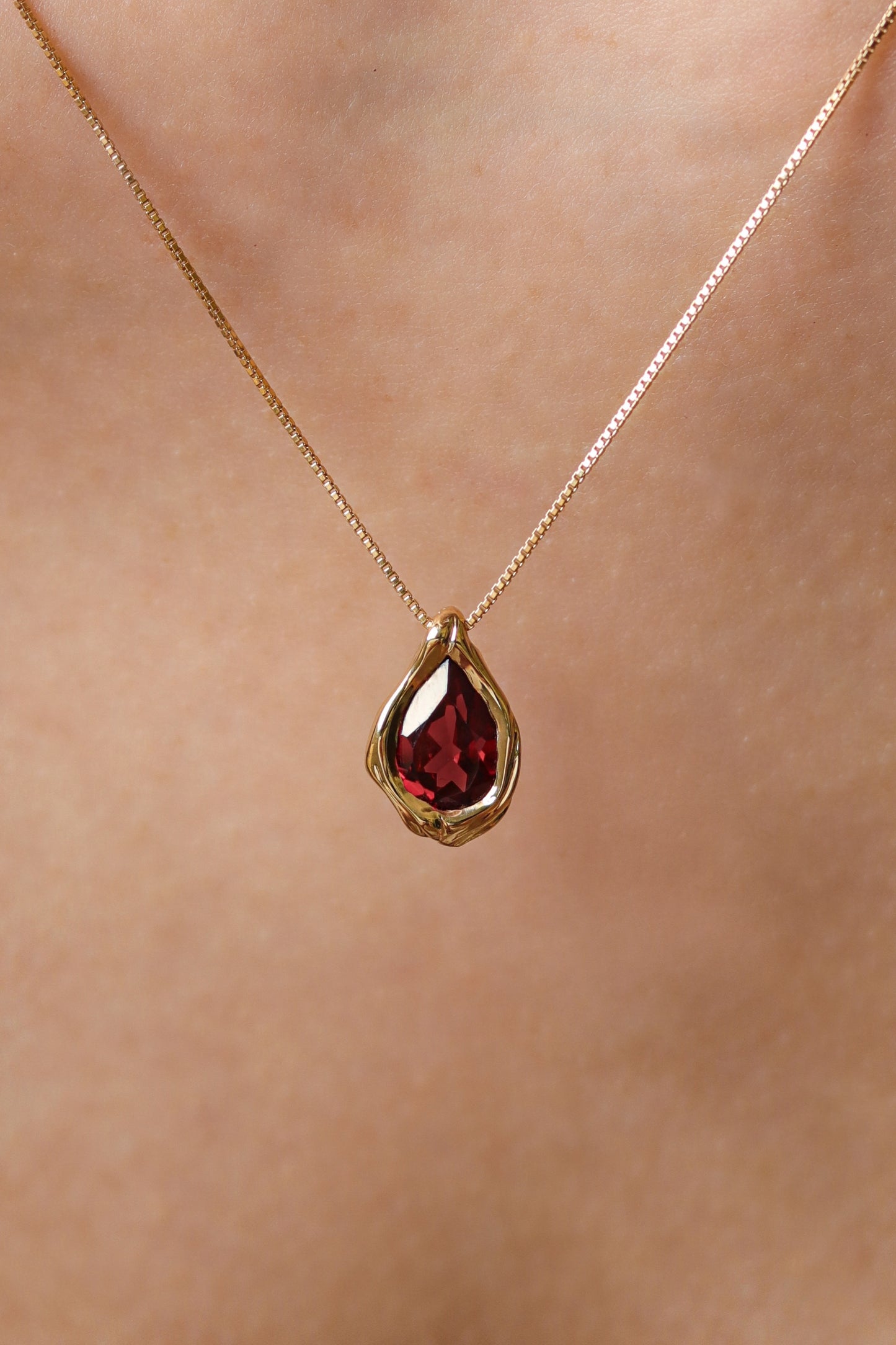 Drop Pendant - Red Garnet