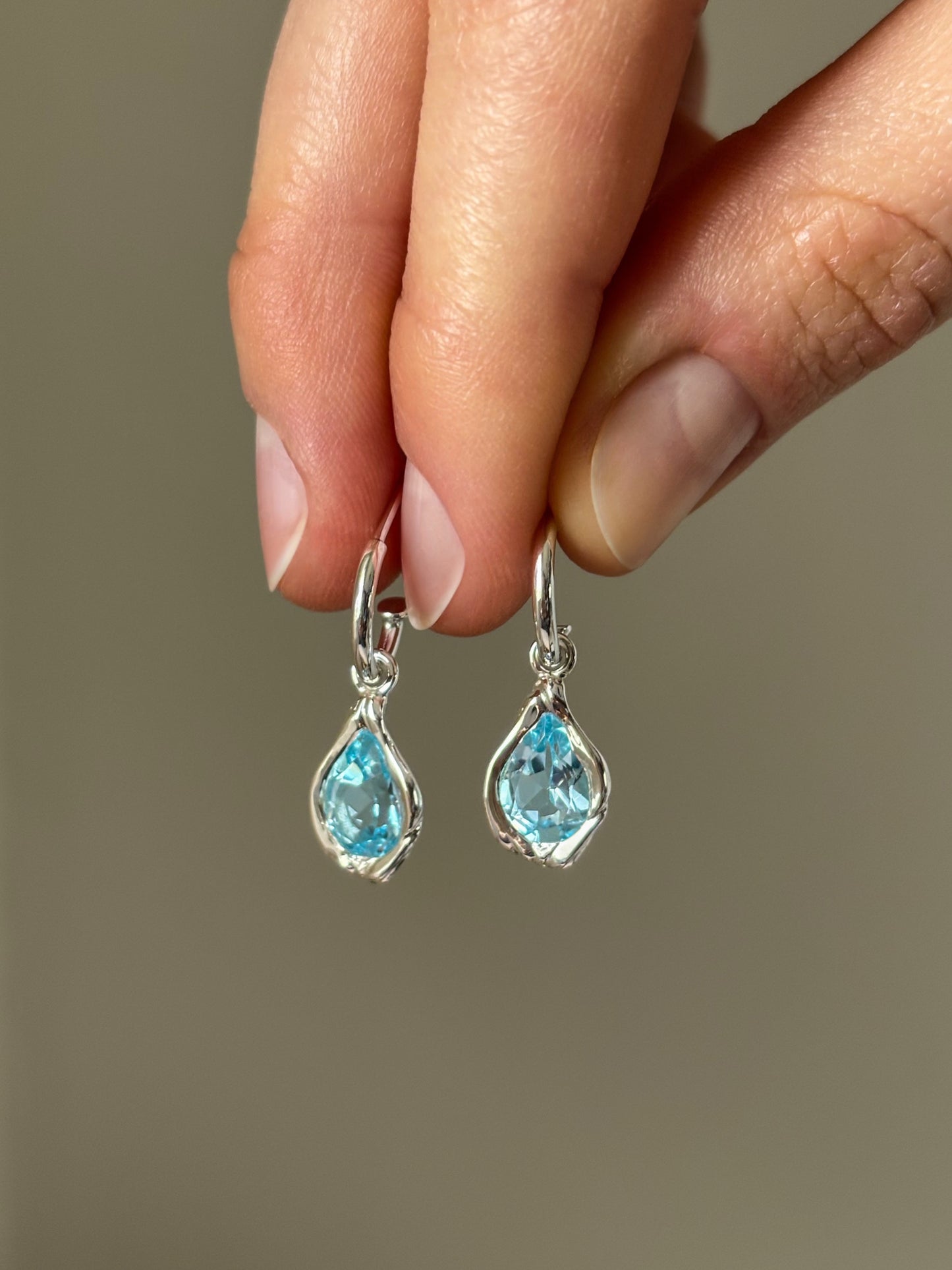 Drop Earrings Light Blue Topaz