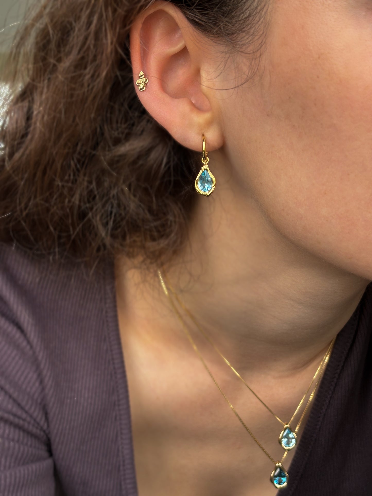 Drop Earrings Light Blue Topaz