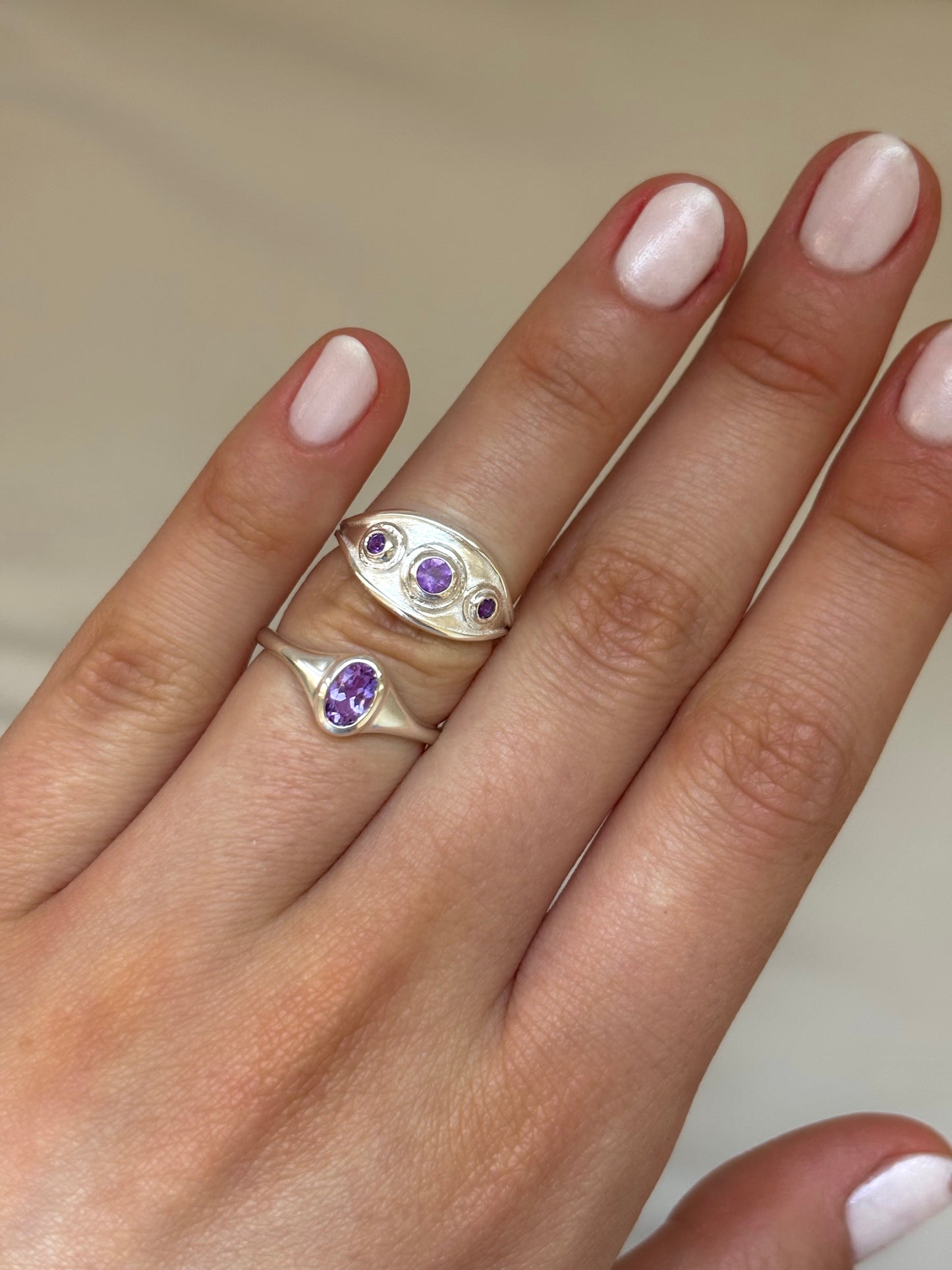 Small Oval Signet Ring Amethyst