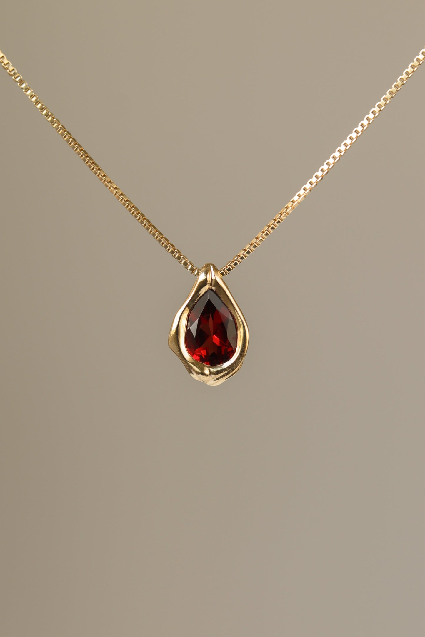 Drop Pendant - Red Garnet