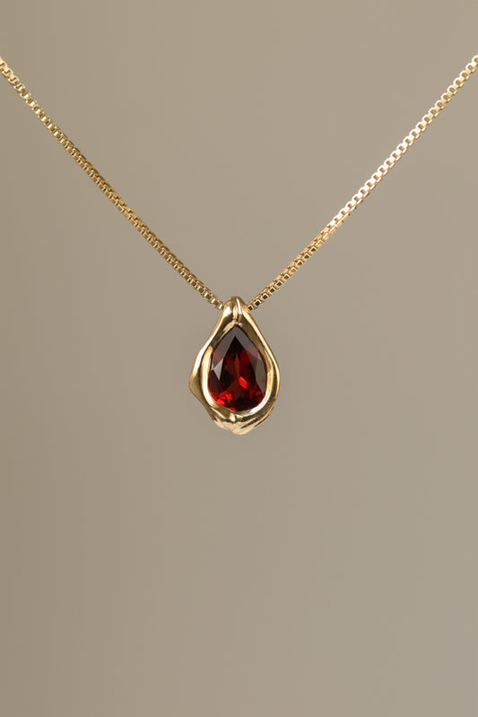Drop Pendant - Red Garnet
